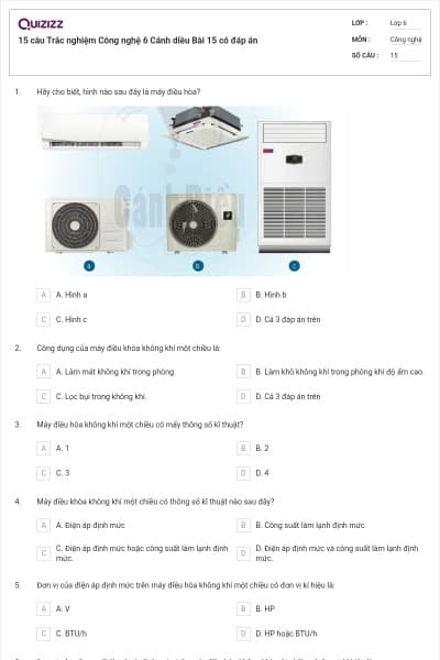 15 câu Trắc nghiệm Công nghệ 6 Cánh diều Bài 15 có đáp án
