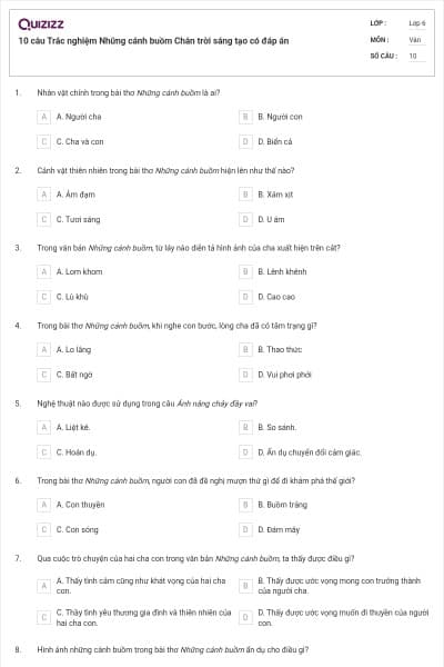 10 câu Trắc nghiệm Những cánh buồm Chân trời sáng tạo có đáp án