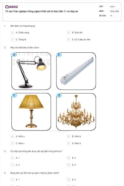15 câu Trắc nghiệm Công nghệ 6 Kết nối tri thức Bài 11 có đáp án