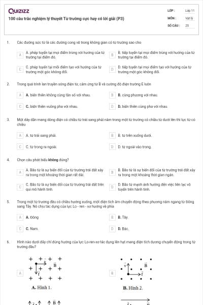 100 câu trắc nghiệm lý thuyết Từ trường cực hay có lời giải (P3)
