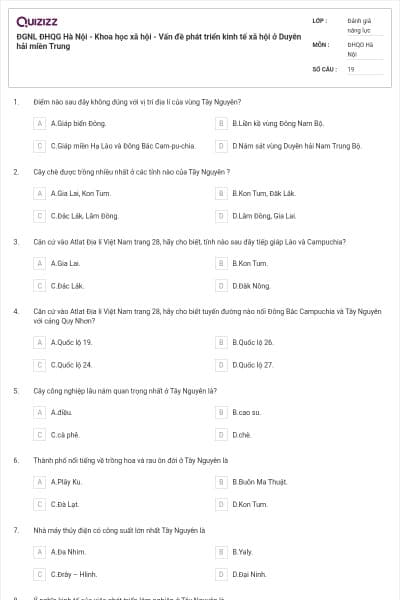 ĐGNL ĐHQG Hà Nội - Khoa học xã hội - Vấn đề phát triển kinh tế xã hội ở Duyên hải miền Trung