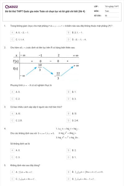 Đề thi thử THPT Quốc gia môn Toán có chọn lọc và lời giải chi tiết (Đề 4)