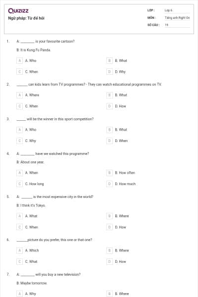 Ngữ pháp: Từ để hỏi