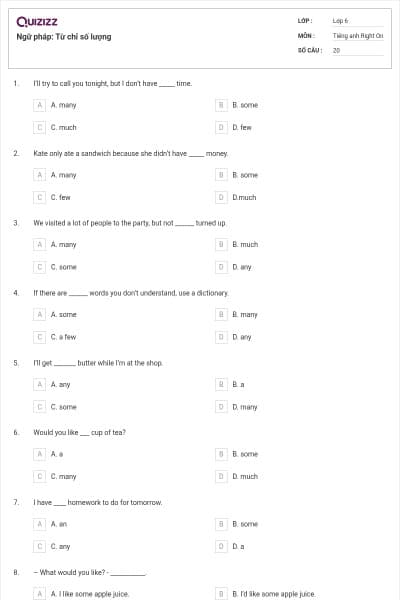 Ngữ pháp: Từ chỉ số lượng