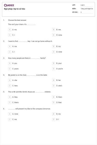 Ngữ pháp: Đại từ sở hữu