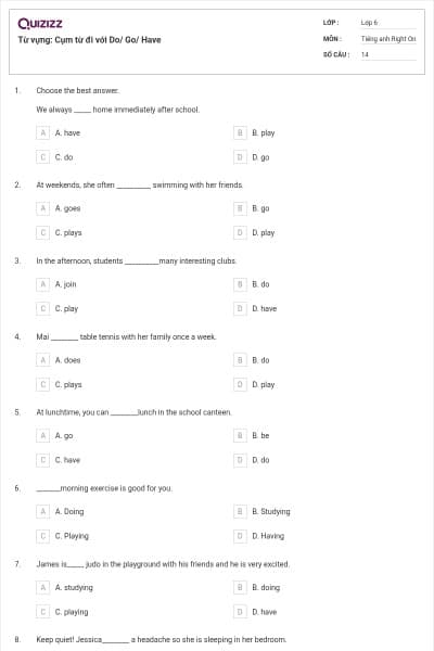 Từ vựng: Cụm từ đi với Do/ Go/ Have