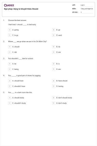 Ngữ pháp: Động từ khuyết thiếu Should