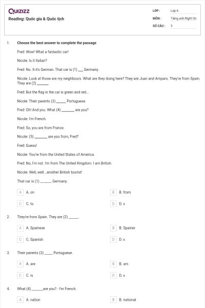 Reading: Quốc gia & Quốc tịch
