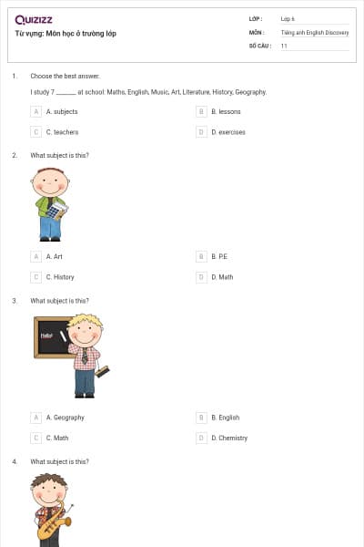 Từ vựng: Môn học ở trường lớp