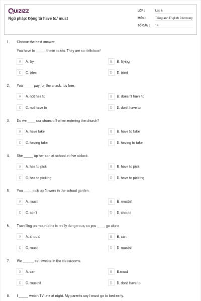 Ngữ pháp: Động từ have to/ must