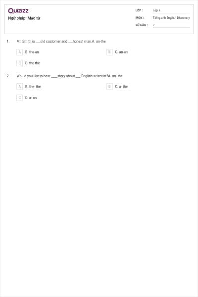 Ngữ pháp: Mạo từ