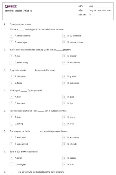 Từ vựng: Movies (Phần 1)