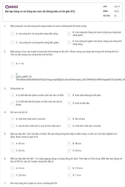 Bài tập Sóng cơ và Sóng âm mức độ thông hiểu có lời giải (P2)
