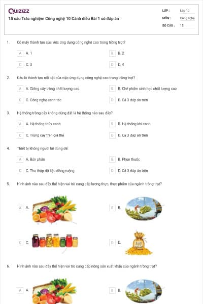 15 câu Trắc nghiệm Công nghệ 10 Cánh diều Bài 1 có đáp án