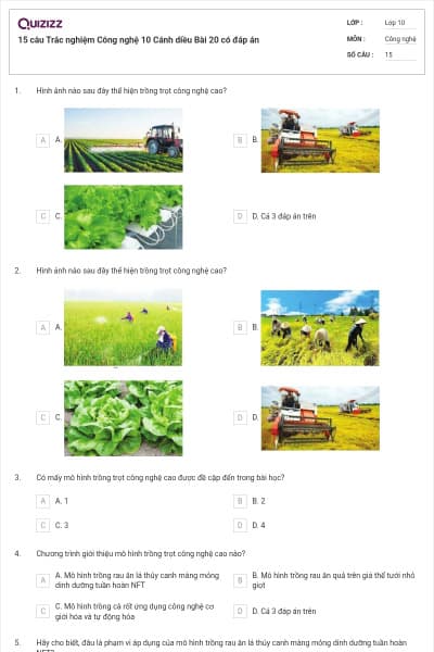 15 câu Trắc nghiệm Công nghệ 10 Cánh diều Bài 20 có đáp án