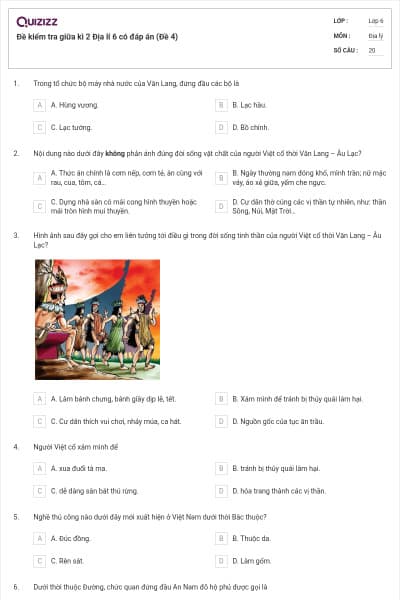 Đề kiểm tra giữa kì 2 Địa lí 6 có đáp án (Đề 4)