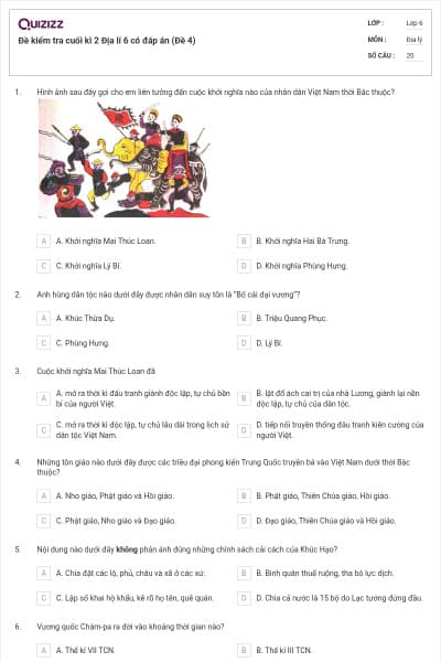 Đề kiểm tra cuối kì 2 Địa lí 6 có đáp án (Đề 4)