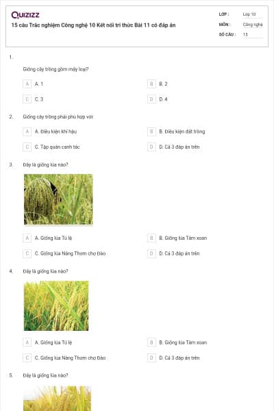 15 câu Trắc nghiệm Công nghệ 10 Kết nối tri thức Bài 11 có đáp án