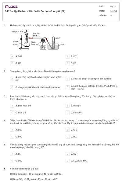 145 Bài tập Cacbon - Silic ôn thi Đại học có lời giải (P2)