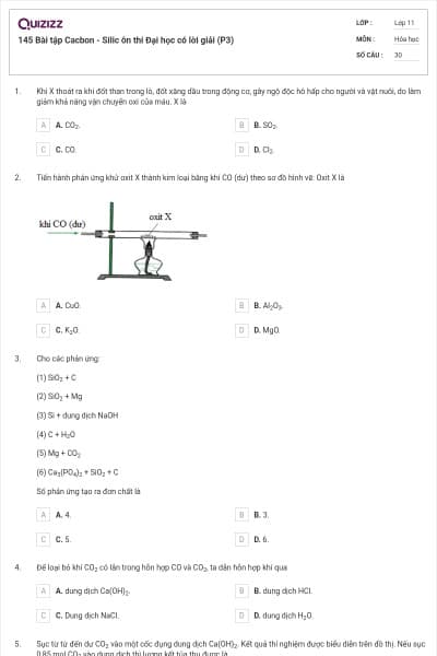 145 Bài tập Cacbon - Silic ôn thi Đại học có lời giải (P3)
