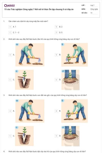 15 câu Trắc nghiệm Công nghệ 7 Kết nối tri thức Ôn tập chương II có đáp án