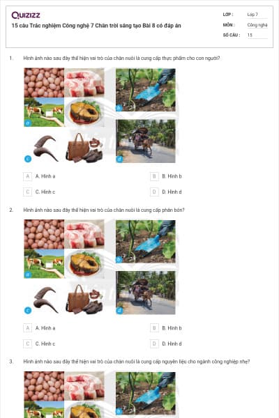15 câu Trắc nghiệm Công nghệ 7 Chân trời sáng tạo Bài 8 có đáp án