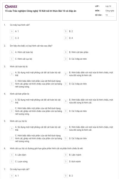 15 câu Trắc nghiệm Công nghệ 10 Kết nối tri thức Bài 10 có đáp án