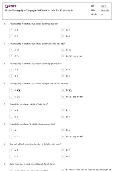 15 câu Trắc nghiệm Công nghệ 10 Kết nối tri thức Bài 11 có đáp án