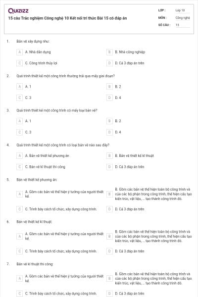 15 câu Trắc nghiệm Công nghệ 10 Kết nối tri thức Bài 15 có đáp án