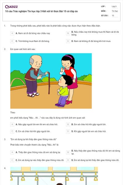 10 câu Trắc nghiệm Tin học lớp 3 Kết nối tri thức Bài 15 có đáp án