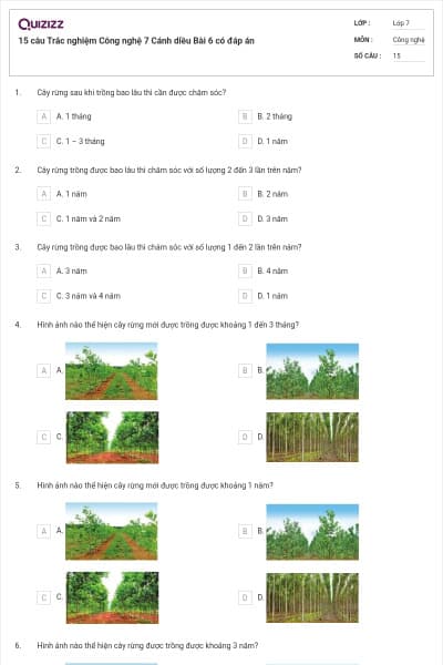 15 câu Trắc nghiệm Công nghệ 7 Cánh diều Bài 6 có đáp án