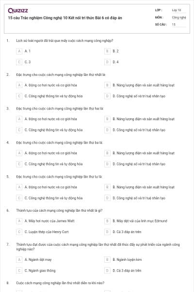 15 câu Trắc nghiệm Công nghệ 10 Kết nối tri thức Bài 6 có đáp án