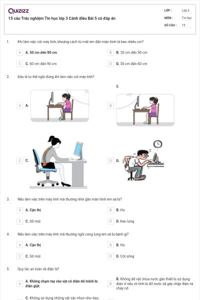 15 câu Trắc nghiệm Tin học lớp 3 Cánh diều Bài 5 có đáp án