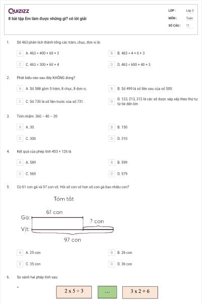 8 bài tập Em làm được những gì? có lời giải