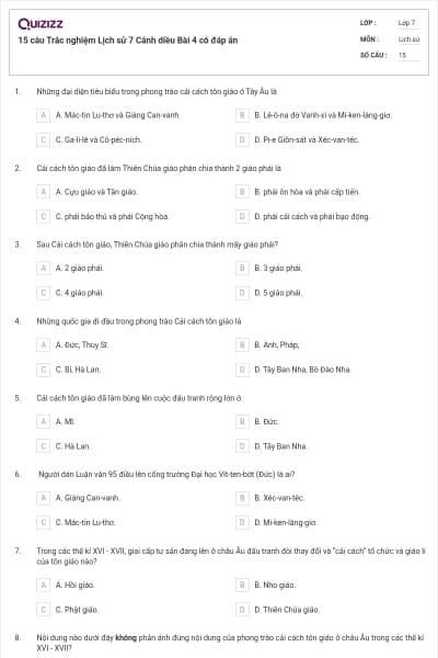 15 câu Trắc nghiệm Lịch sử 7 Cánh diều Bài 4 có đáp án