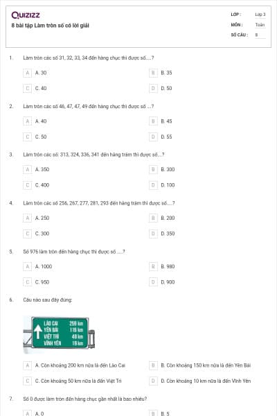 8 bài tập Làm tròn số có lời giải