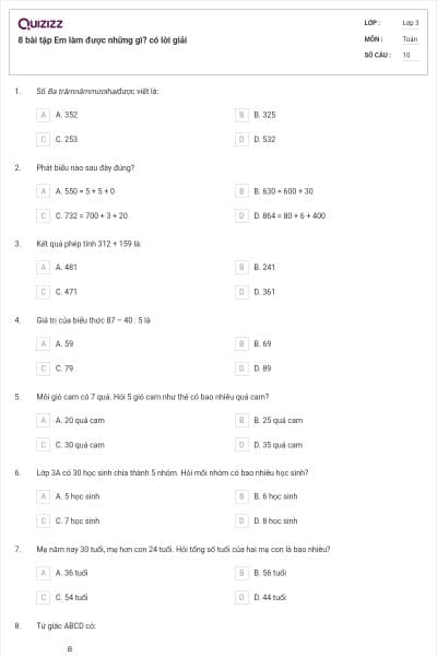 8 bài tập Em làm được những gì? có lời giải
