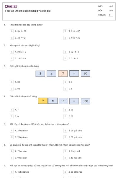 8 bài tập Em làm được những gì? có lời giải