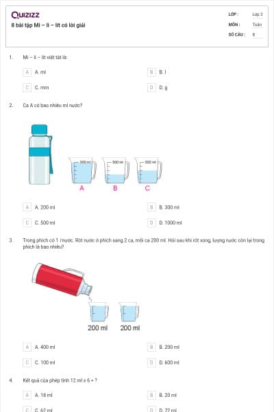 8 bài tập Mi – li – lít có lời giải