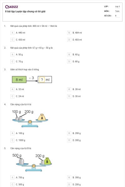 8 bài tập Luyện tập chung có lời giải