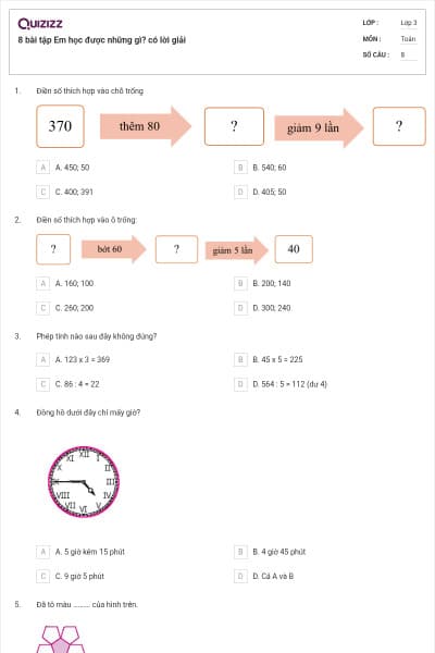 8 bài tập Em học được những gì? có lời giải