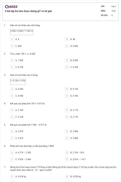 8 bài tập Em làm được những gì? có lời giải