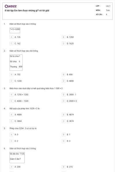 8 bài tập Em làm được những gì? có lời giải