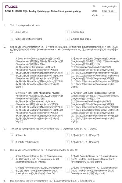 ĐGNL ĐHQG Hà Nội - Tư duy định lượng - Tích có hướng và ứng dụng