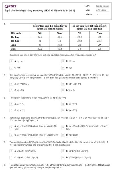 Top 5 đề thi Đánh giá năng lực trường ĐHQG Hà Nội có đáp án (Đề 4)