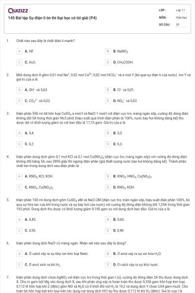 145 Bài tập Sự điện li ôn thi Đại học có lời giải (P4)