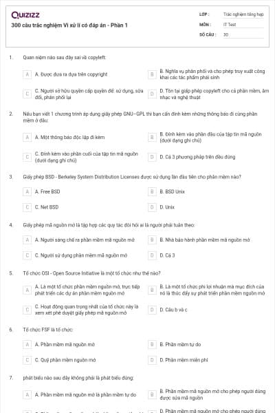300 câu trắc nghiệm Vi xử lí có đáp án - Phần 1