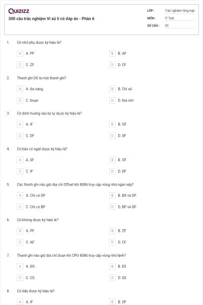 300 câu trắc nghiệm Vi xử lí có đáp án - Phần 6