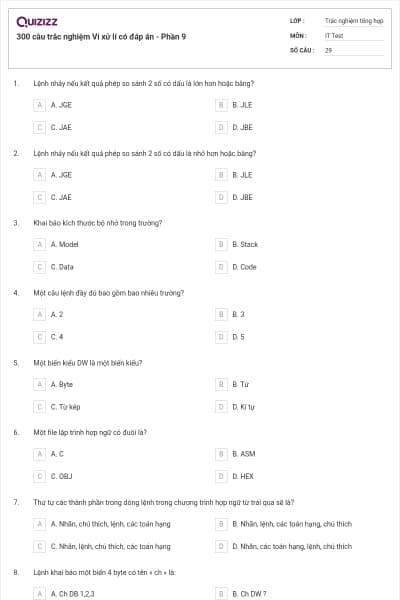 300 câu trắc nghiệm Vi xử lí có đáp án - Phần 9