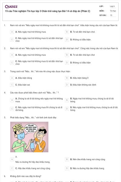 15 câu Trắc nghiệm Tin học lớp 3 Chân trời sáng tạo Bài 14 có đáp án (Phần 2)